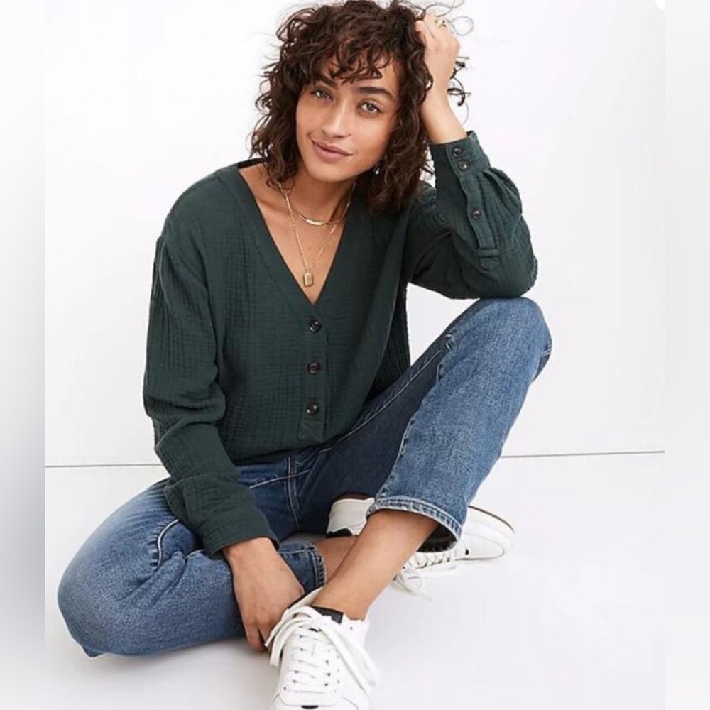 Madewell Lightspun Evert Top in Midnight Green - Small